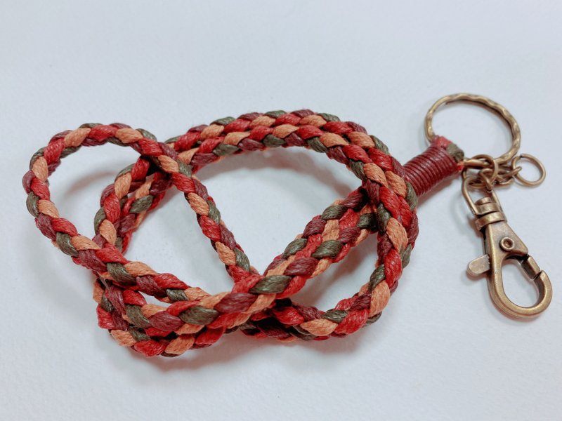 Mystery Handwoven Lanyard Key Ring Ornament—Brown - เชือก/สายคล้อง - ผ้าฝ้าย/ผ้าลินิน สีนำ้ตาล