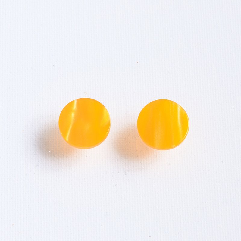 Great Artist- Acrylic Round Earrings (Egg Yolk) - ต่างหู - สแตนเลส สีเหลือง