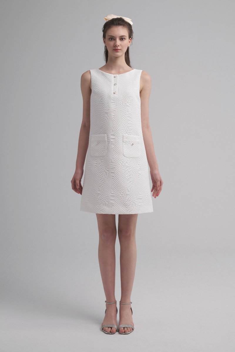 Persephone立體線條織紋修身洋裝 - 洋裝/連身裙 - 其他人造纖維 