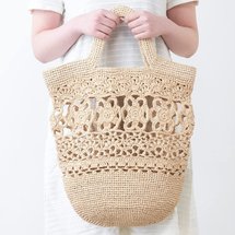 Anemone Bag - Natural raffia hand crochet straw bag