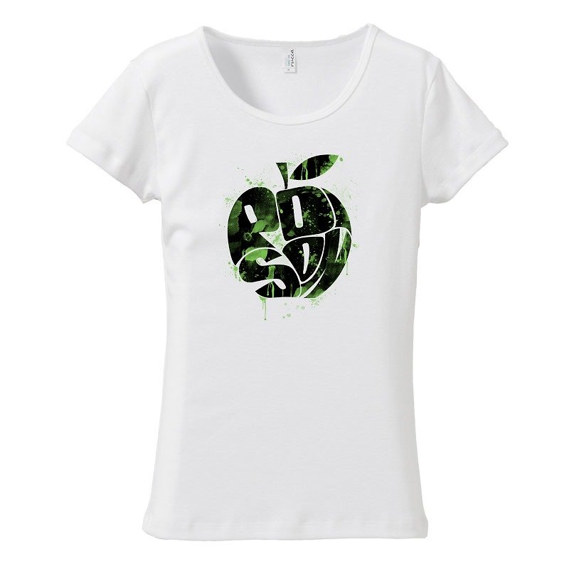 [Women's T-shirt] Poisoned apple - เสื้อยืดผู้หญิง - ผ้าฝ้าย/ผ้าลินิน ขาว