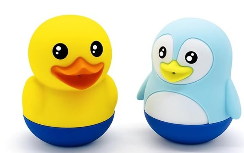 b&h 嬰兒矽膠擠壓噴水沐浴玩具套裝 (小鴨&企鵝) - 嬰幼兒玩具/毛公仔 - 矽膠 多色