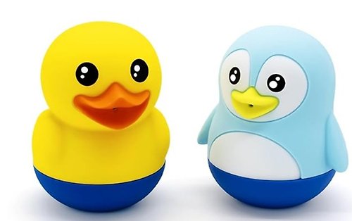 Ubelife b&h 嬰兒矽膠擠壓噴水沐浴玩具套裝 (小鴨&企鵝)
