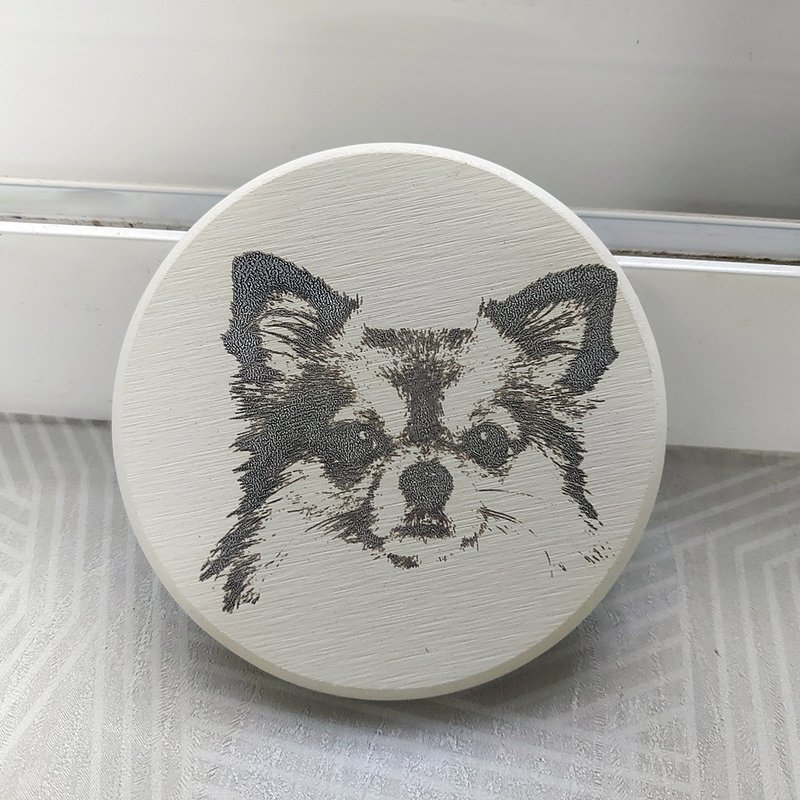 Dog Style-Butterfly Dog Gui Algae Earth Coaster - ที่รองแก้ว - วัสดุอื่นๆ ขาว