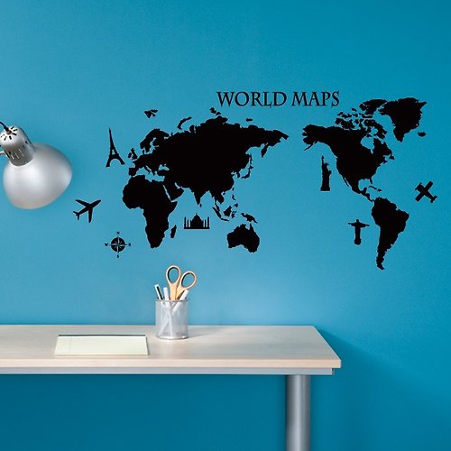 Smart Design 設計 壁貼 Smart Design 創意無痕壁貼-世界地圖 8色可選