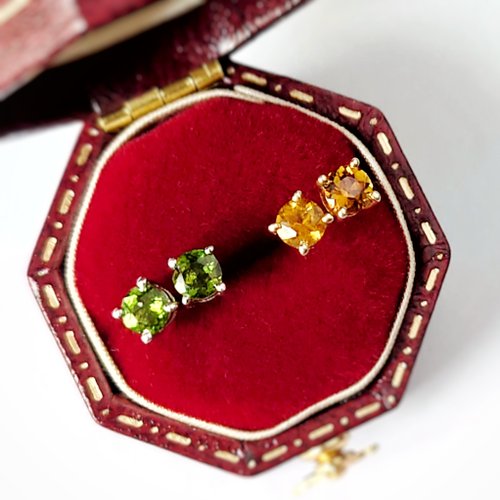 Tamasii Jewellery 小圓碧璽電鍍18K金純銀耳環耳釘