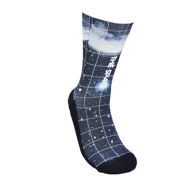 Fool's Day Printed Crew Socks - The Space - ถุงเท้า - ผ้าฝ้าย/ผ้าลินิน ขาว