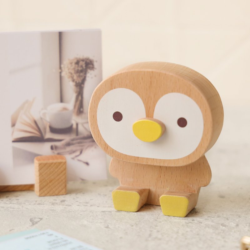 Healing Animals [Company Phone Holder-Penguin] Tablet Holder/Business Card Holder - Phone Stands & Dust Plugs - Wood Multicolor