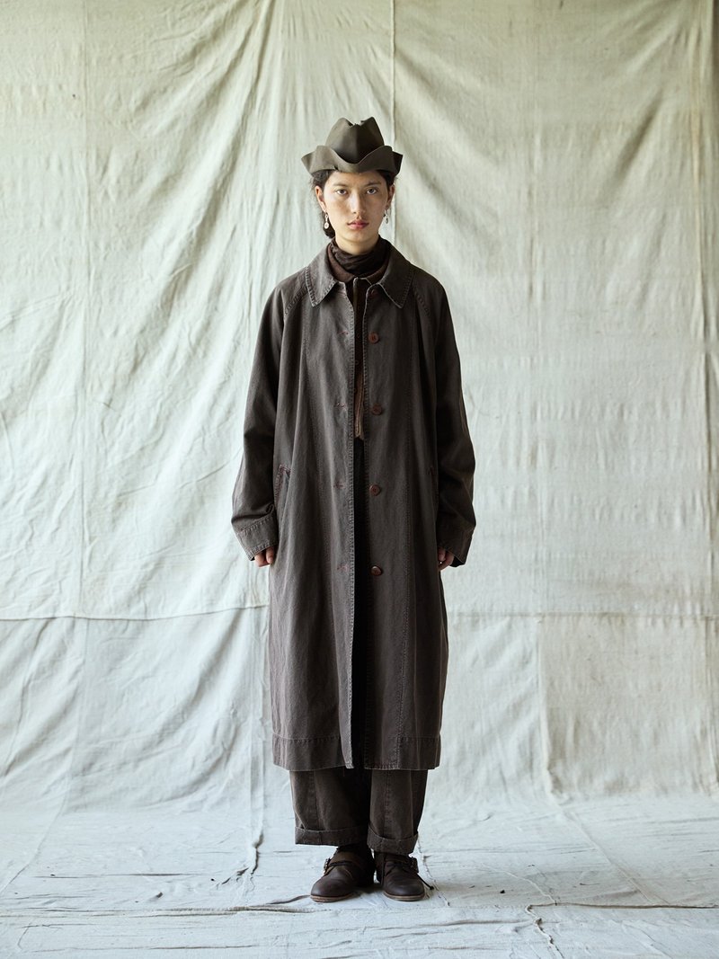 日系復古 棉麻長外套 中長款風衣 - 女大衣/外套 - 其他材質 