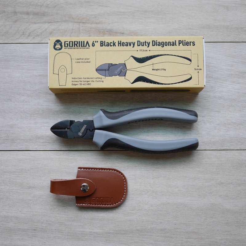 【Gorilla】6 Inch Ultra Black Labor-Saving Wire Stripping Diagonal Pliers Made in Taiwan - อื่นๆ - โลหะ สีเทา