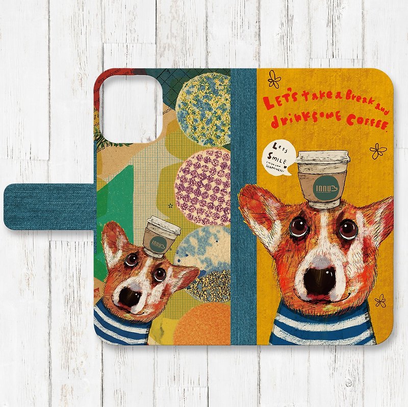 Corgi notebook type iPhone smartphone case - Phone Cases - Faux Leather 