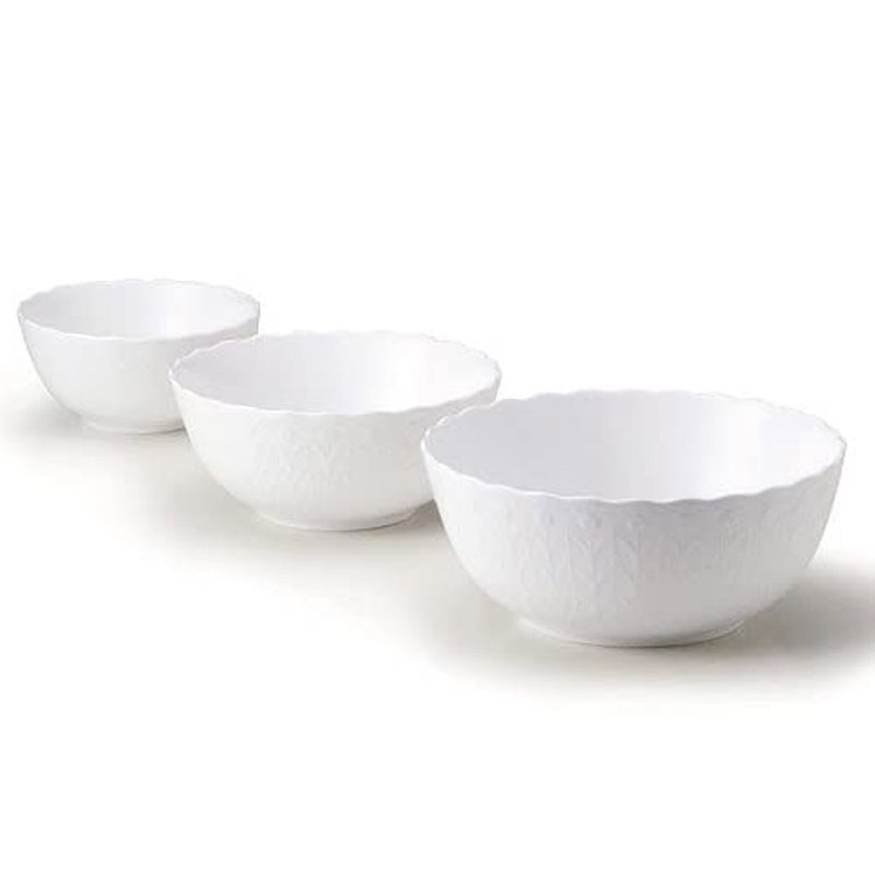 Silky White Practical Three Bowl Set (11cm+13cm+17cm) - Bowls - Porcelain White