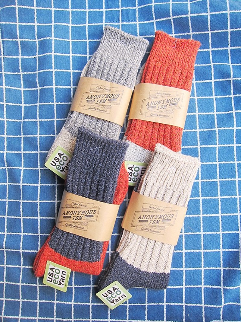 【嚴選】Anonymous Ism二分之一雙色中長襪 秋冬 日本製 outdoor 戶外 環保材料 各色剩一雙 - 襪子 - 棉．麻 
