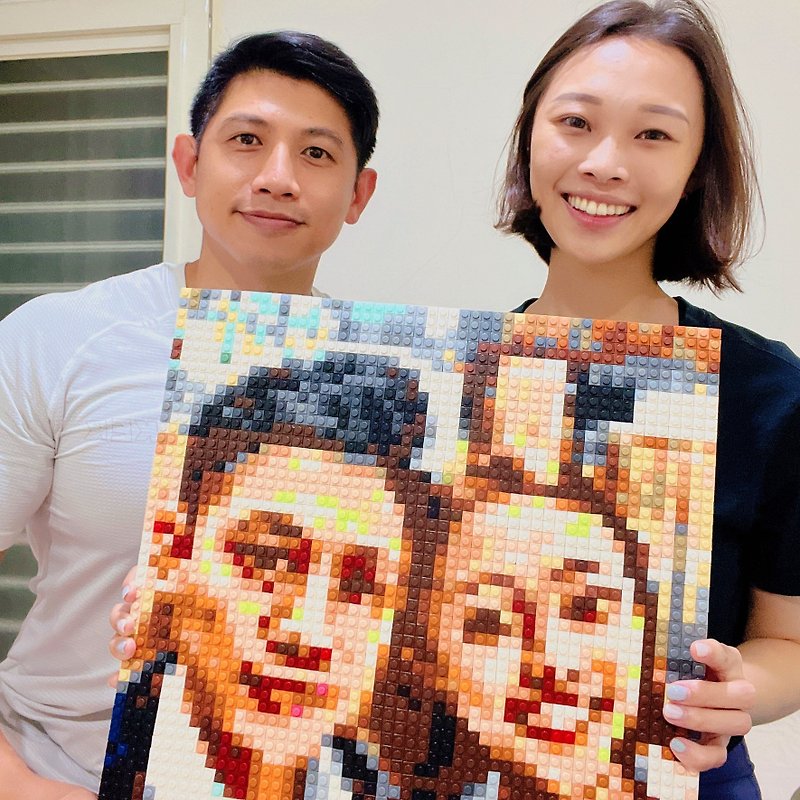 【Customized • lovers】Valentine's Gift - Standard Size Building Blocks Painting - Customized Portraits - Plastic Red