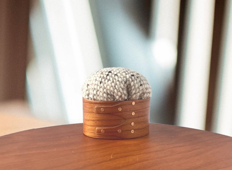 SHAKER BOX-Pin Cushion - Storage - Wood Brown