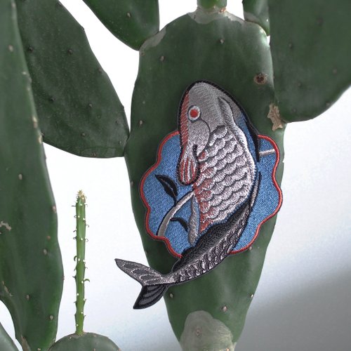 VECTOR Fish Embroidered Patch Design