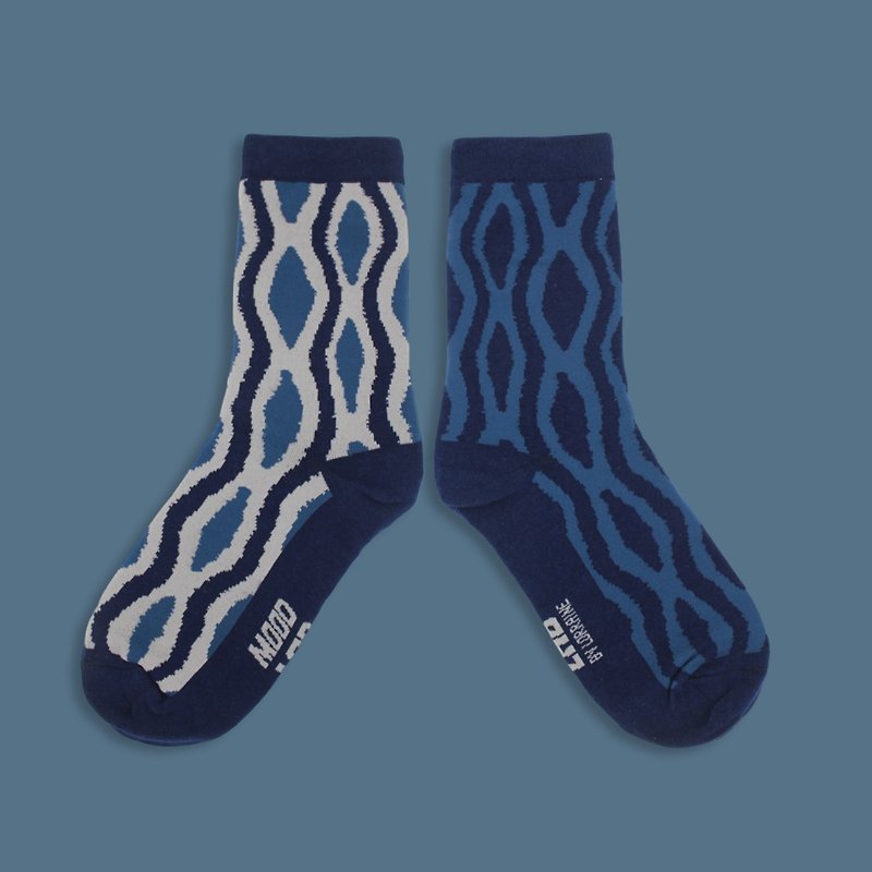 MOODLABBYLORRAINE | SHIBORI 襪子 - 襪子 - 棉．麻 藍色