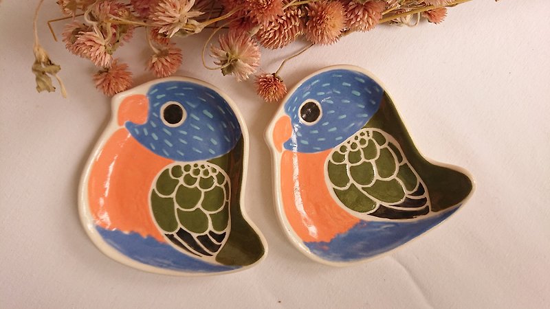Hey! Bird friends! Australia rainbow lorikeet shape dish - Small Plates & Saucers - Porcelain Multicolor