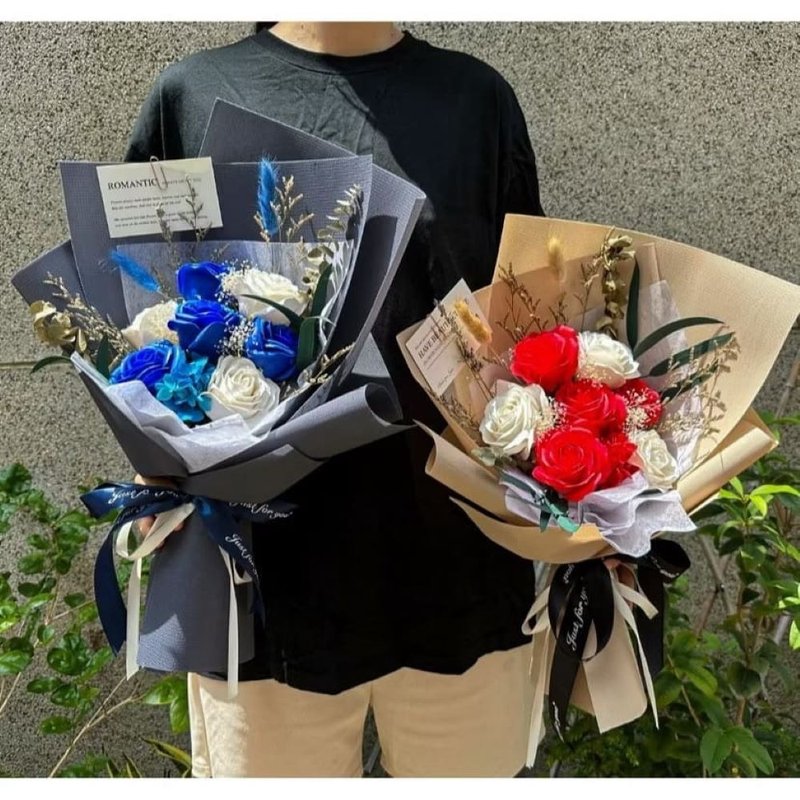 香皂花 玫瑰花 教師節 花束 香皂花束 大花束 情人節 禮物 - 乾燥花/永生花 - 植物．花 多色