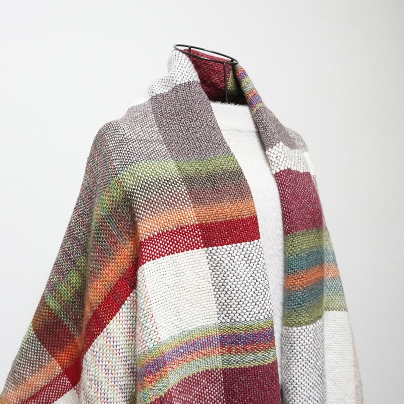 Handwoven large blanket 69188 - ผ้าพันคอถัก - ขนแกะ หลากหลายสี