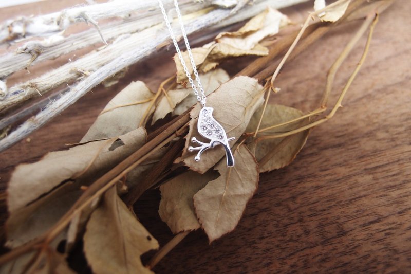 925 Sterling Silver Stone Bird Necklace - สร้อยคอ - เงิน 