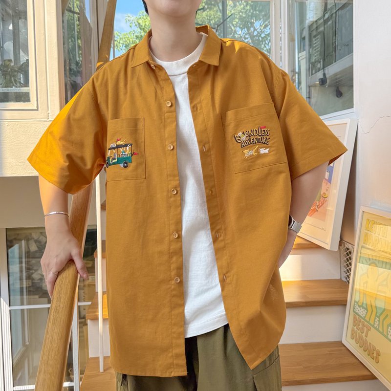 Basic基本款棉短袖襯衫 Tuk Tuk l Mustard 黃色的 S/M/L - 女襯衫 - 棉．麻 橘色
