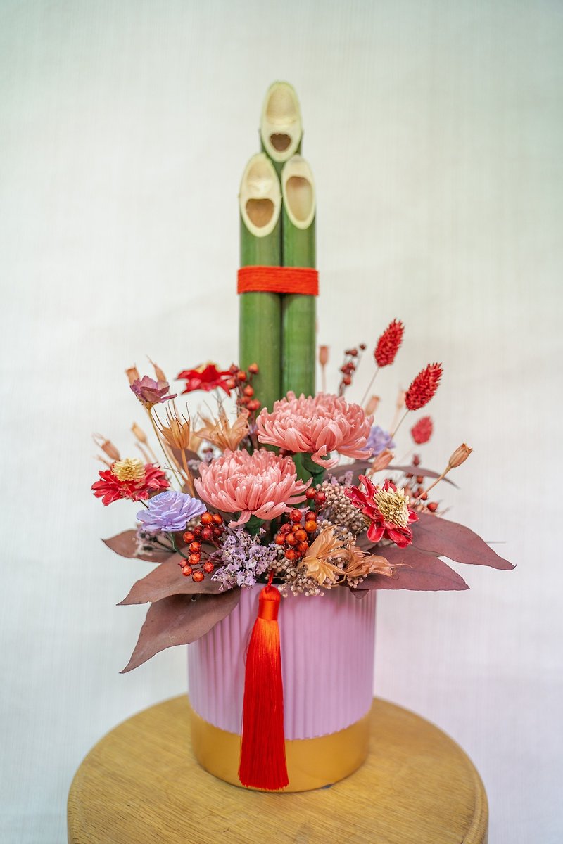 [Japanese Style] Bamboo Ornament Japanese Flower Gift Preserved Flower Design Flower Gift - ช่อดอกไม้แห้ง - พืช/ดอกไม้ 