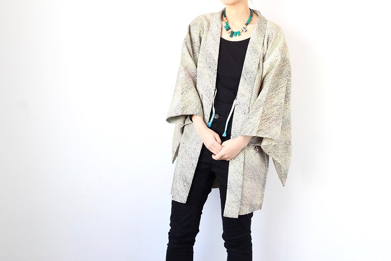 Shibori jacket, Japanese haori, green kimono /4131 - Women's Casual & Functional Jackets - Silk Green