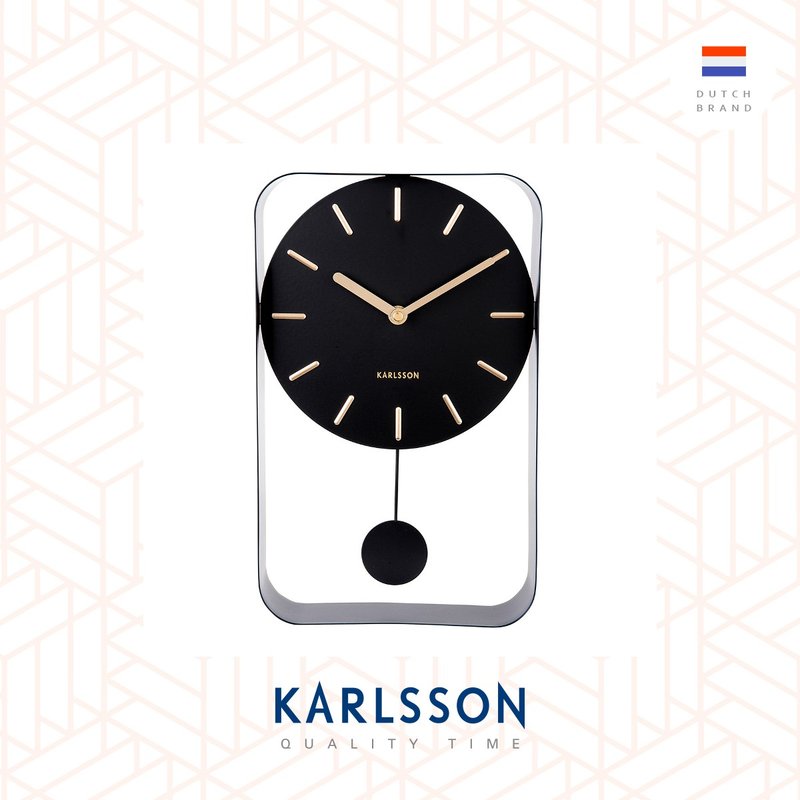 Karlsson, 32.5cm Wall clock Pendulum Charm small steel black - นาฬิกา - โลหะ สีดำ