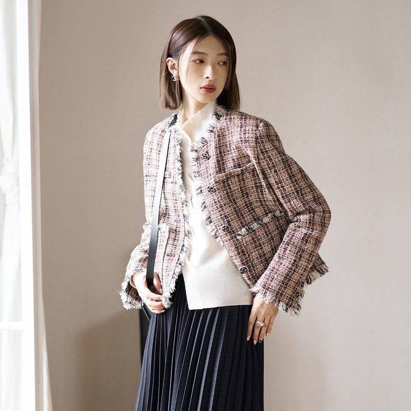 流蘇小香風短外套|外套|秋款|Sora-1312 - 女大衣/外套 - 聚酯纖維 
