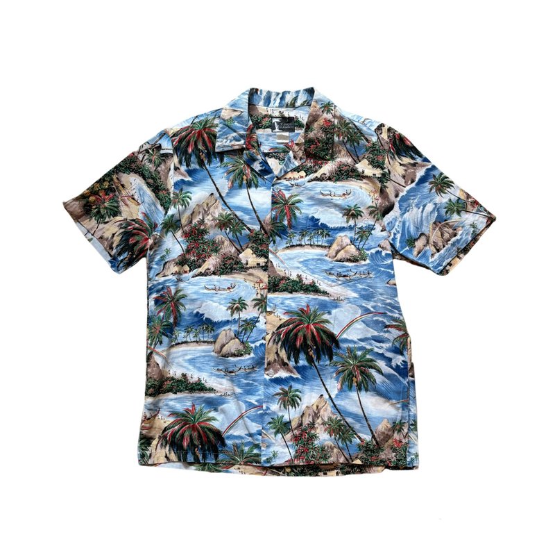 American vintage 80s cotton Hawaiian shirt - เสื้อเชิ้ตผู้ชาย - ผ้าฝ้าย/ผ้าลินิน หลากหลายสี