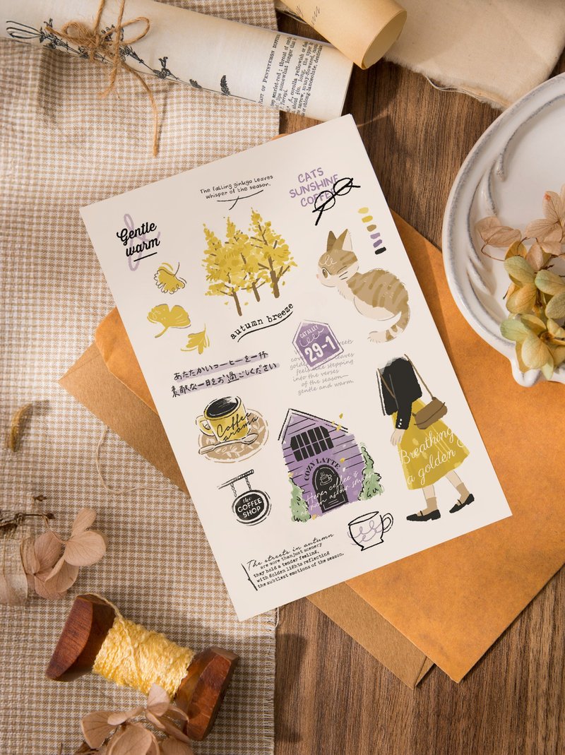 轉印貼紙2入-金色微風(黃) - 貼紙 - 紙 黃色