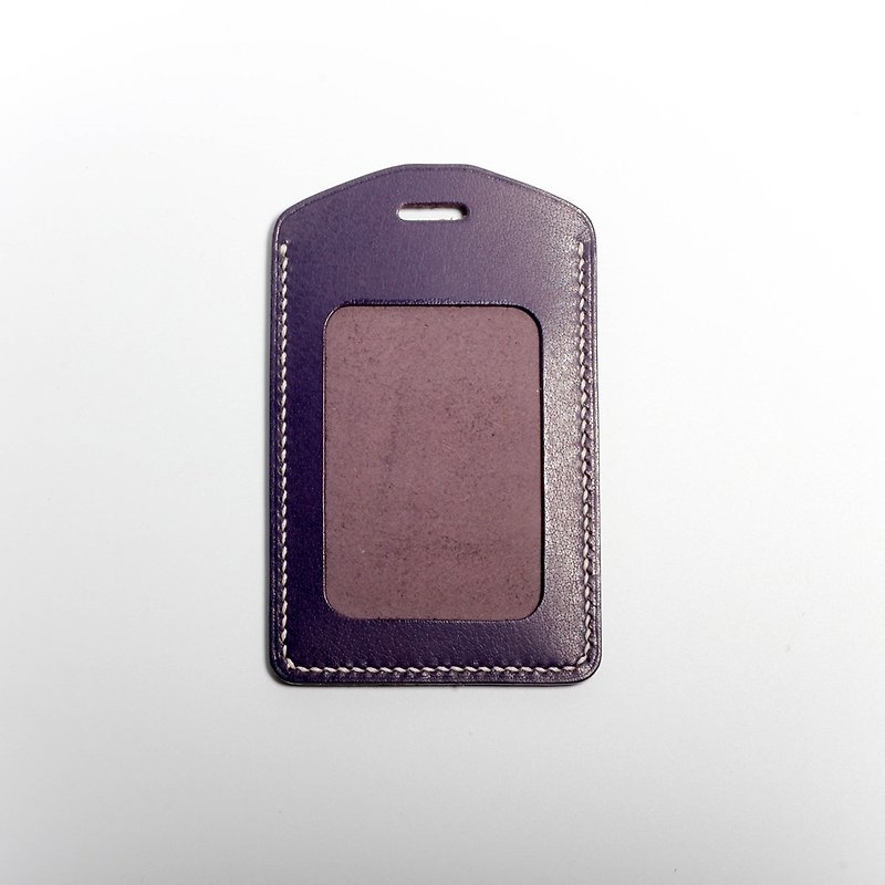 Egawa [Hands] documents folder, travel card sets (purple straight) pure hand-stitched leather - ที่ใส่บัตรคล้องคอ - หนังแท้ สีม่วง