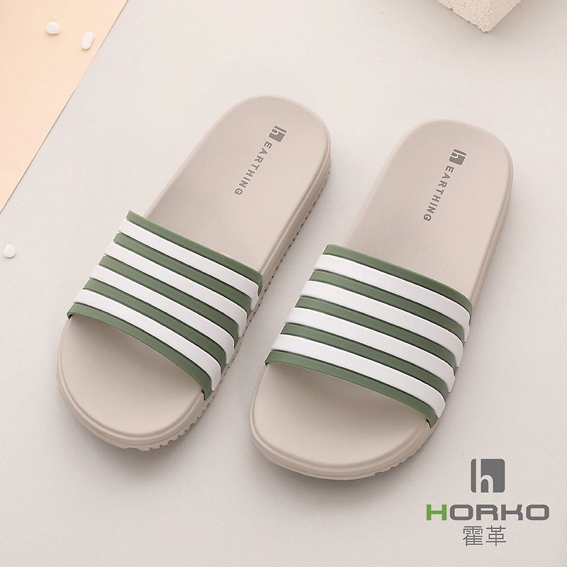 [HORKO] Grounding Striped Slippers-Green/ Grounding Shoes Grounding Slippers Outdoor Slippers - Slippers - Other Materials 