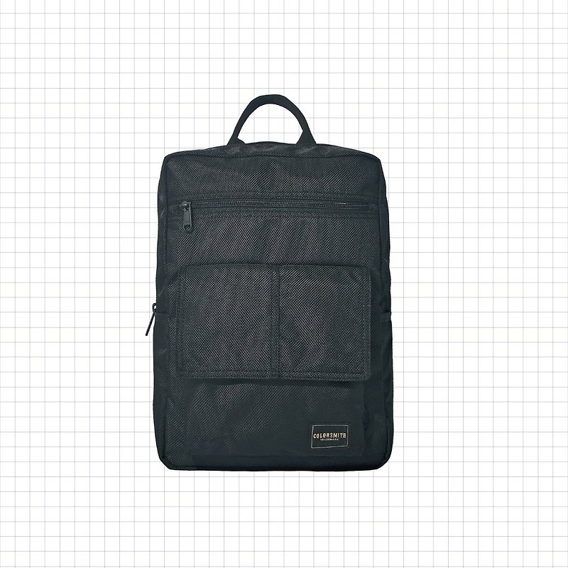 BJ2 square flap backpack BJ2-1385-BK-S [Taiwan original bag brand] - กระเป๋าเป้สะพายหลัง - ไนลอน สีดำ