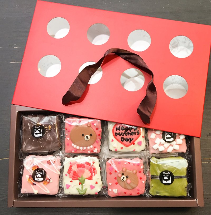 "May limited hand-painted brownie gift box" Mummy bear love tea 8 into - Cake & Desserts - Fresh Ingredients Red