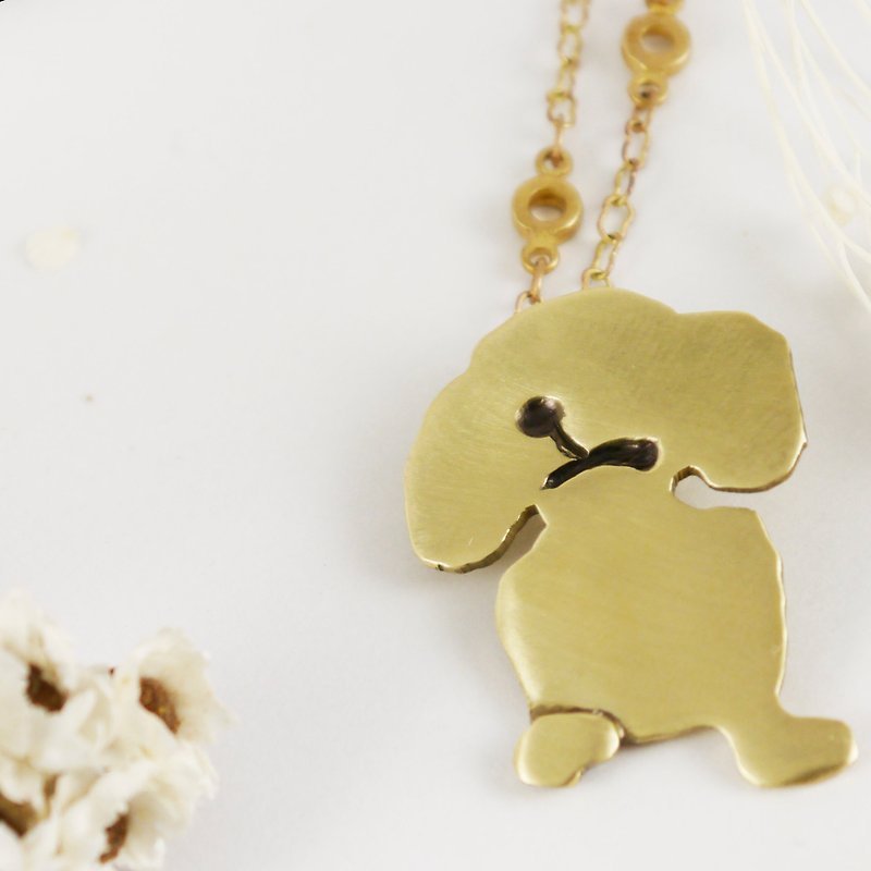 PET// Angry Dog Necklace / sausage dog/doxie - Necklaces - Other Metals Gold