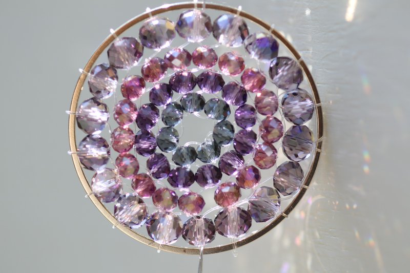 A shining purple color mandala made of glass beads. - อื่นๆ - แก้ว สีม่วง