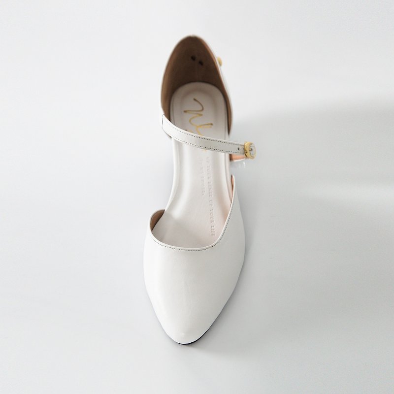 Idun Snow White Heels | WL - Women's Leather Shoes - Genuine Leather White