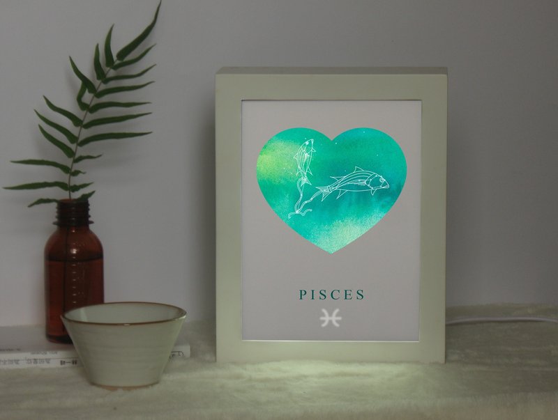 定製星座小夜燈 Pisces雙魚座 星空生日禮物 調光陪伴入眠床頭燈 - 燈具/燈飾 - 紙 藍色