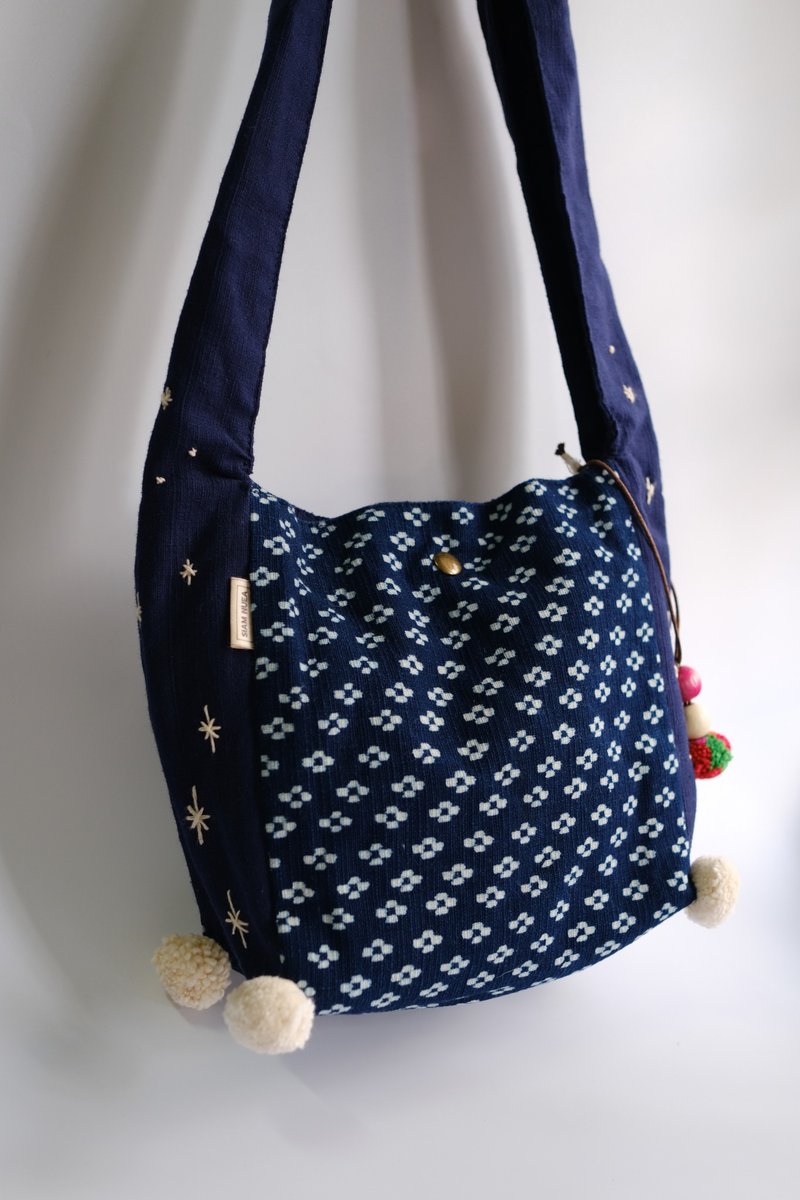 天然棉質刺繡肩背包 - 手提包/手提袋 - 棉．麻 