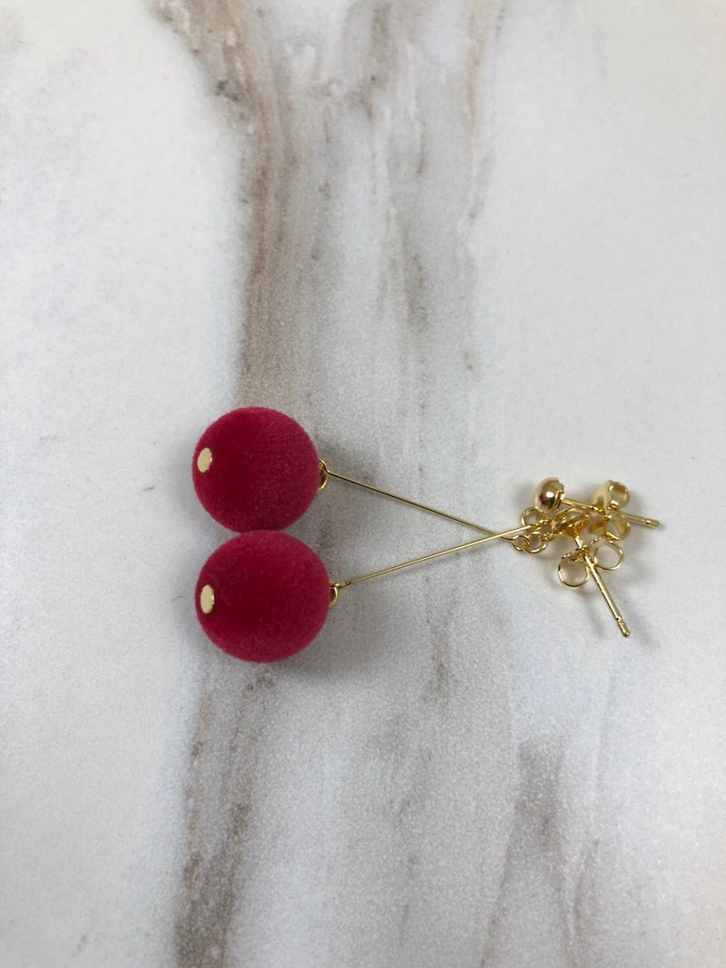 Lucky bag series - red ball earrings original price 980 - Earrings & Clip-ons - Other Metals Red