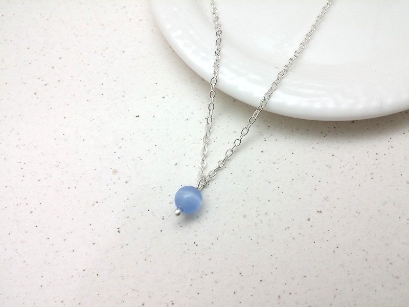 X fresh hand-made Stone necklace of small low-key minimalist fine chain - สร้อยคอทรง Collar - วัสดุอื่นๆ สีน้ำเงิน