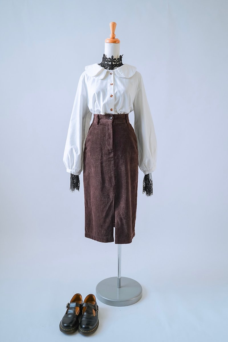 In addition to True Love 90's vintage corduroy skirt - Skirts - Cotton & Hemp Brown