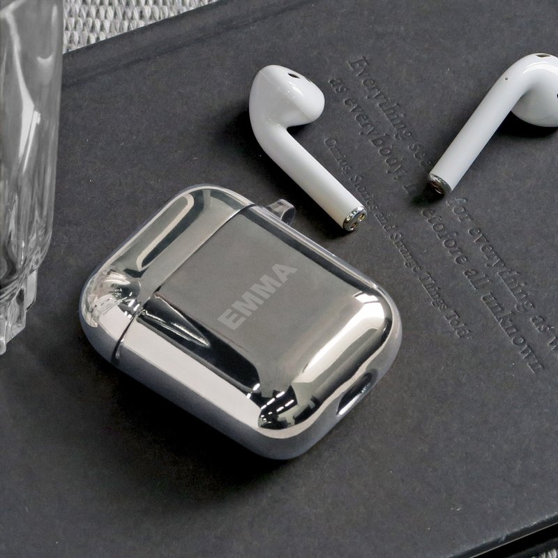 【客製化禮物】Airpods 1/2 銀色電鍍金屬色保護套 - AirPods/耳機保護套 - 塑膠 銀色