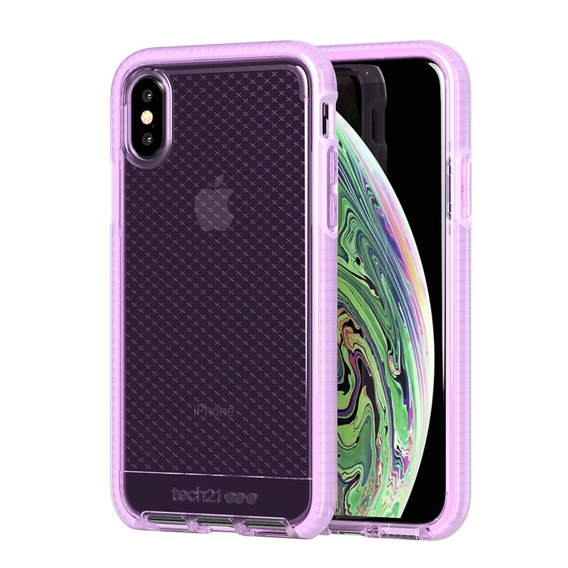 British Tech 21 Anti-collision Soft Plaid Protective Case-iPhone Xs Transparent Purple (5056234706725) - เคส/ซองมือถือ - ซิลิคอน สีม่วง