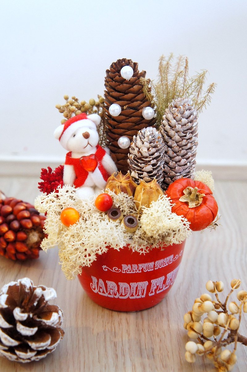 Hand made blissful blessing forest landscaping Christmas potted flowers (photo props / shop decoration / home layout) - ของวางตกแต่ง - พืช/ดอกไม้ สีแดง