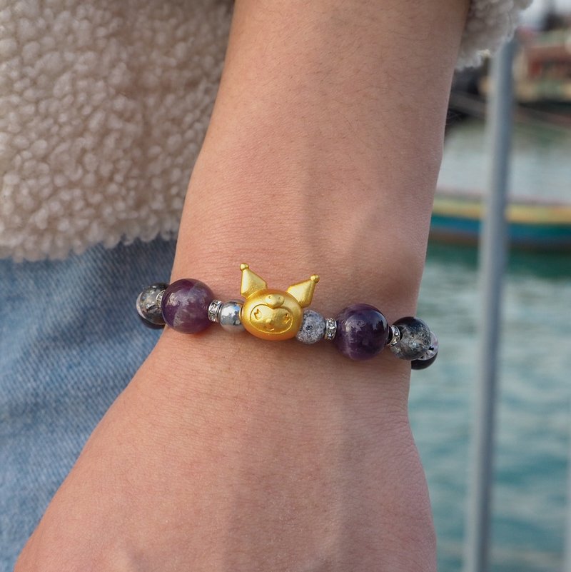 Kuromi Handmade Crystal Bracelet - สร้อยข้อมือ - คริสตัล สีม่วง