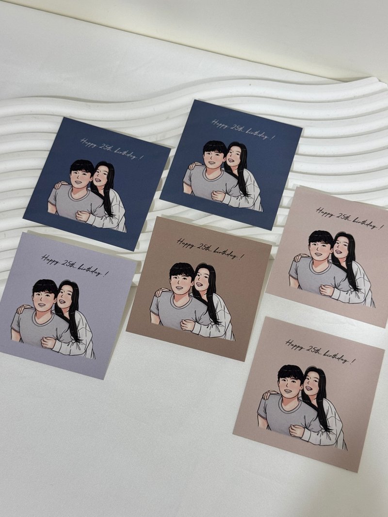 Customized small card, square small card, color-painted card - Customized Portraits - Paper White