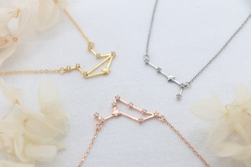 Celestial Zodiac Charm Necklace for the Starry-Eyed Dainty Zodiac Constellation - 項鍊 - 銅/黃銅 